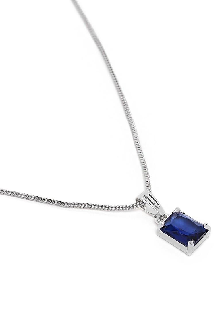 Blue Studded Rhodium Plated Pendant