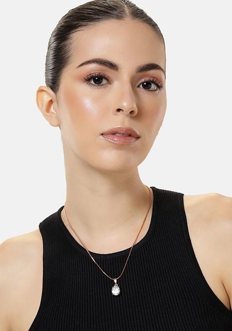 White Cz Gold Plated Pendant