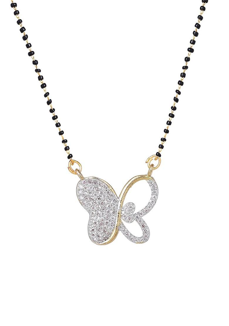 Silver Studded Rhodium Plated Mangalsutra