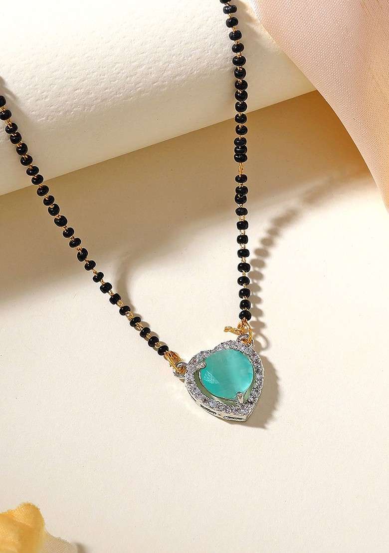 Silver Studded Rhodium Plated Mangalsutra - Indya