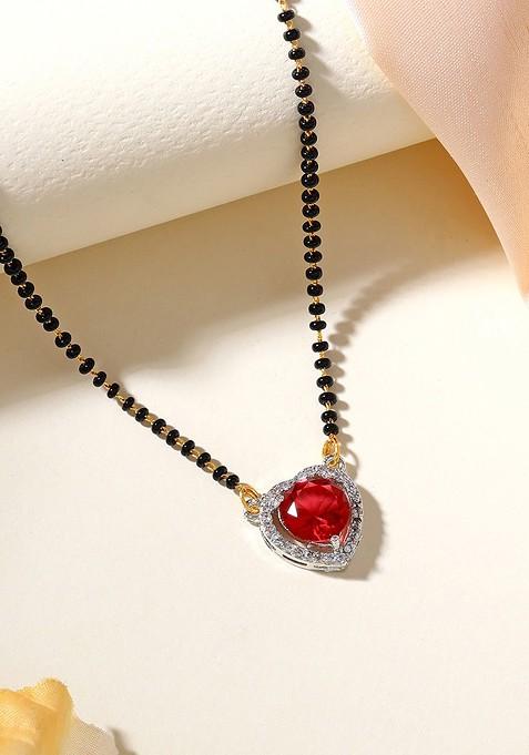 Silver Studded Rhodium Plated Mangalsutra