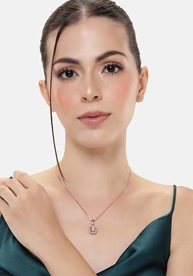 Pink Studded Gold Plated Pendant