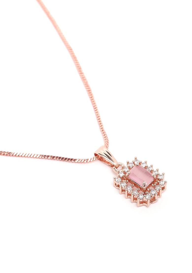 Pink Studded Gold Plated Pendant