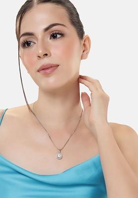 White Studded Rhodium Plated Pendant