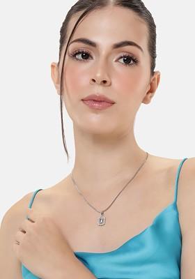 White Studded Rhodium Plated Pendant