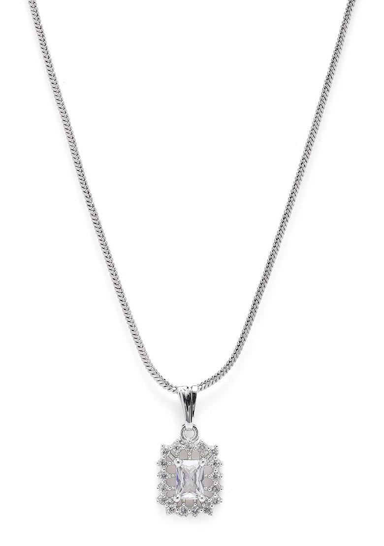 White Studded Rhodium Plated Pendant