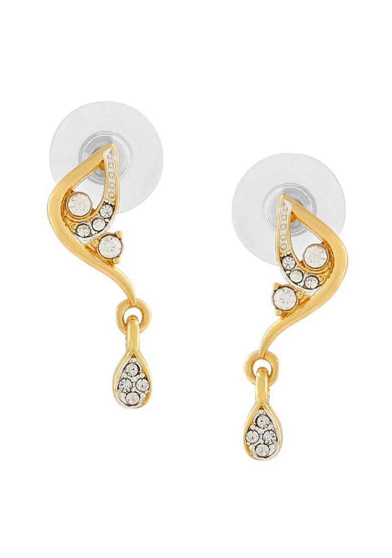 White Solid Gold Plated Mangalsutra With Earrings