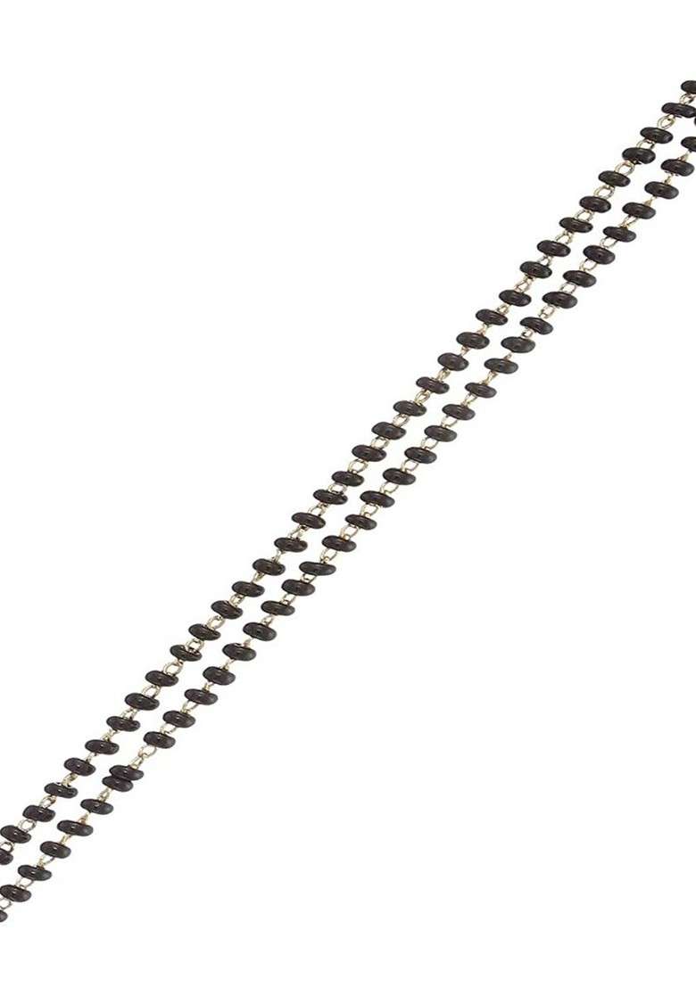 White Solid Rhodium Plated Mangalsutra With Earrings - Indya