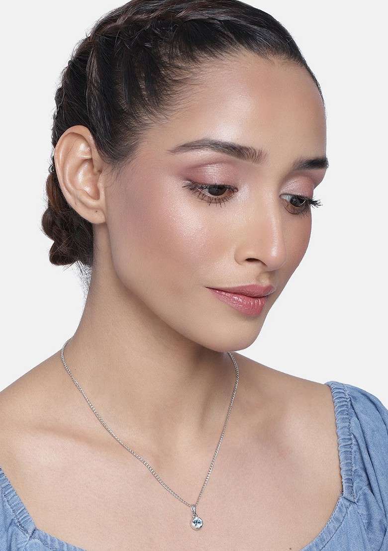 Silver Solid Jewellery Chain And Pendant - Indya
