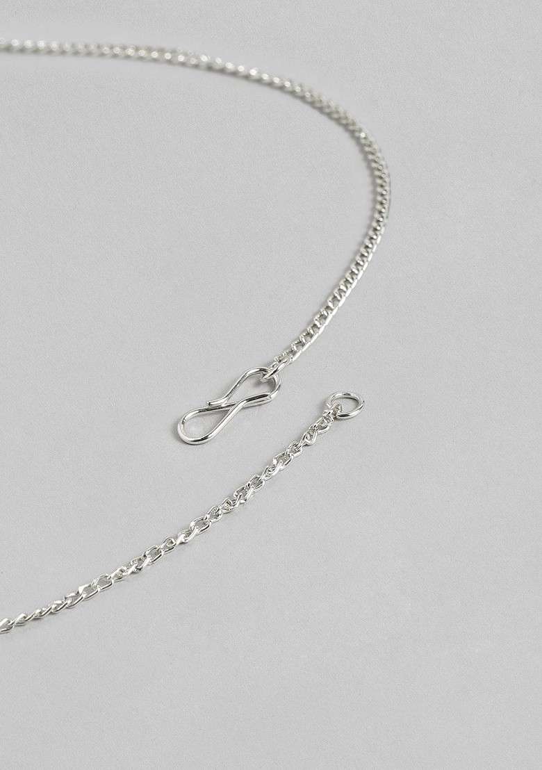 Silver Solid Jewellery Chain And Pendant - Indya
