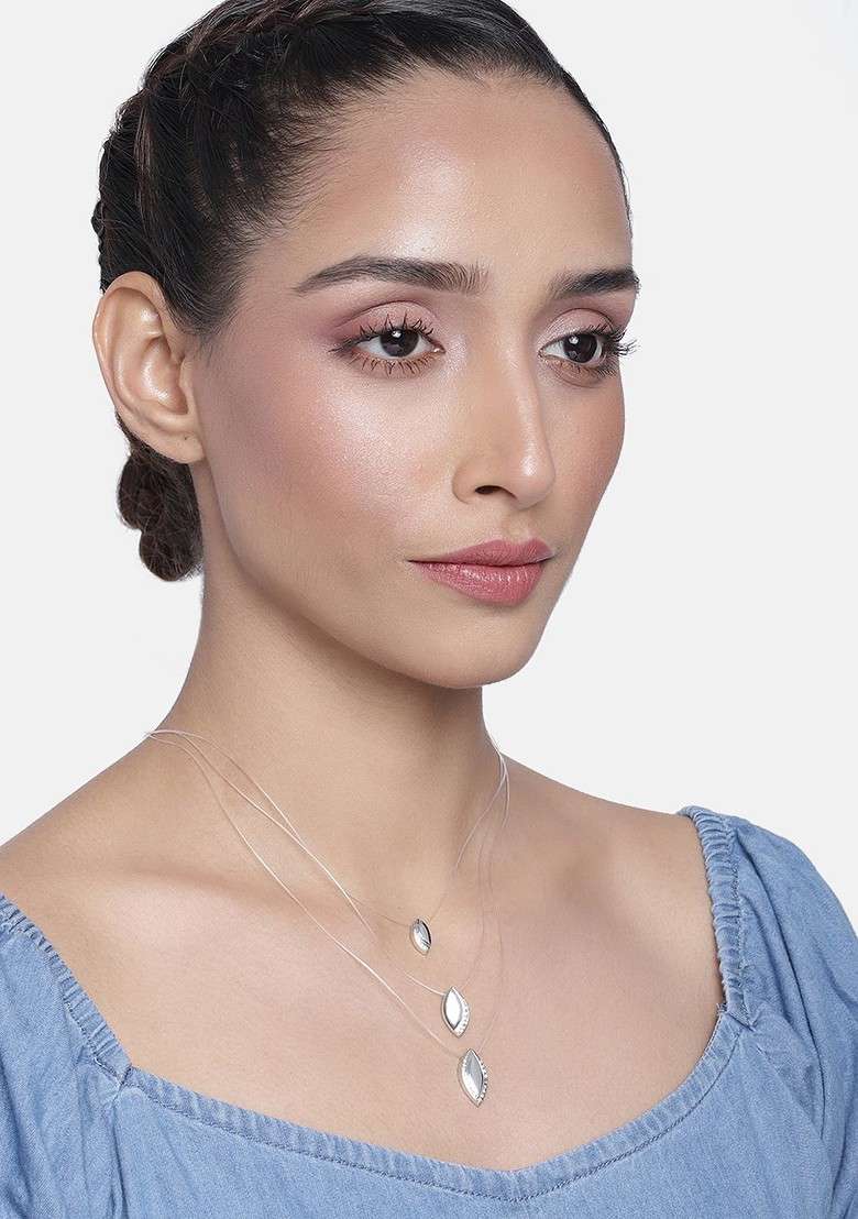Silver Solid Gold Plated Chain And Pendant - Indya