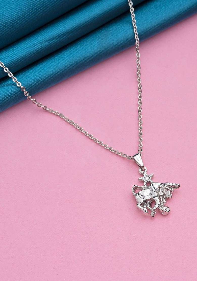 Silver Solid Jewellery Chain And Pendant - Indya