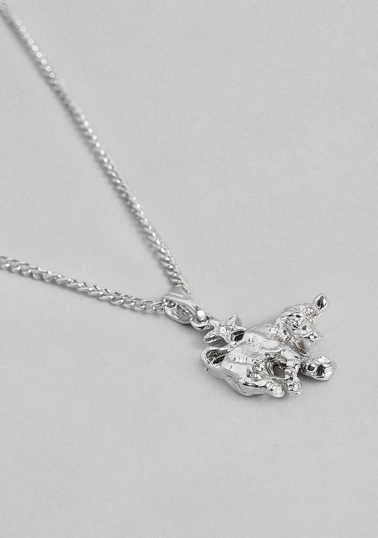 Silver Solid Jewellery Chain And Pendant - Indya