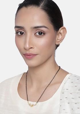 Gold Leaf Rhodium Plated Chain And Pendant