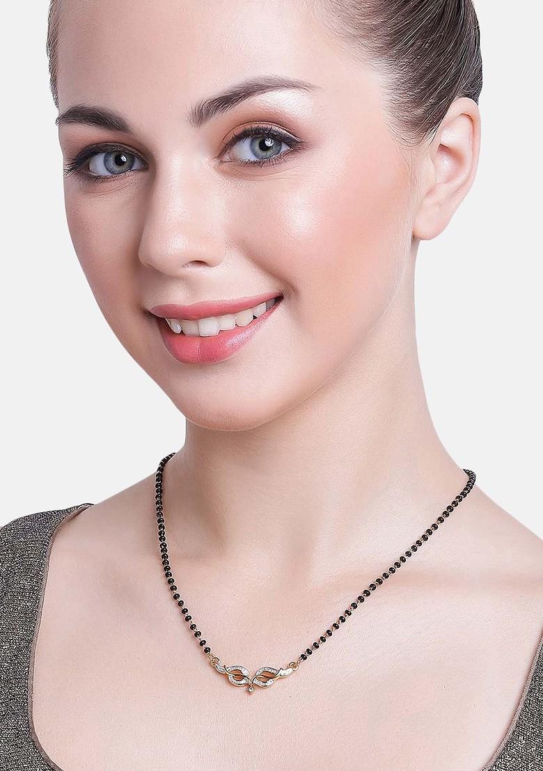 Gold Leaf Rhodium Plated Chain And Pendant