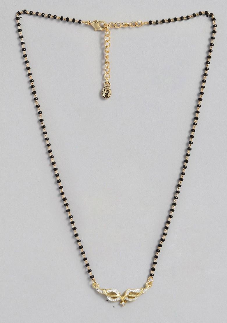 Gold Leaf Rhodium Plated Chain And Pendant