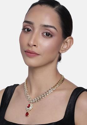 White Solid Gold Plated Chain And Pendant