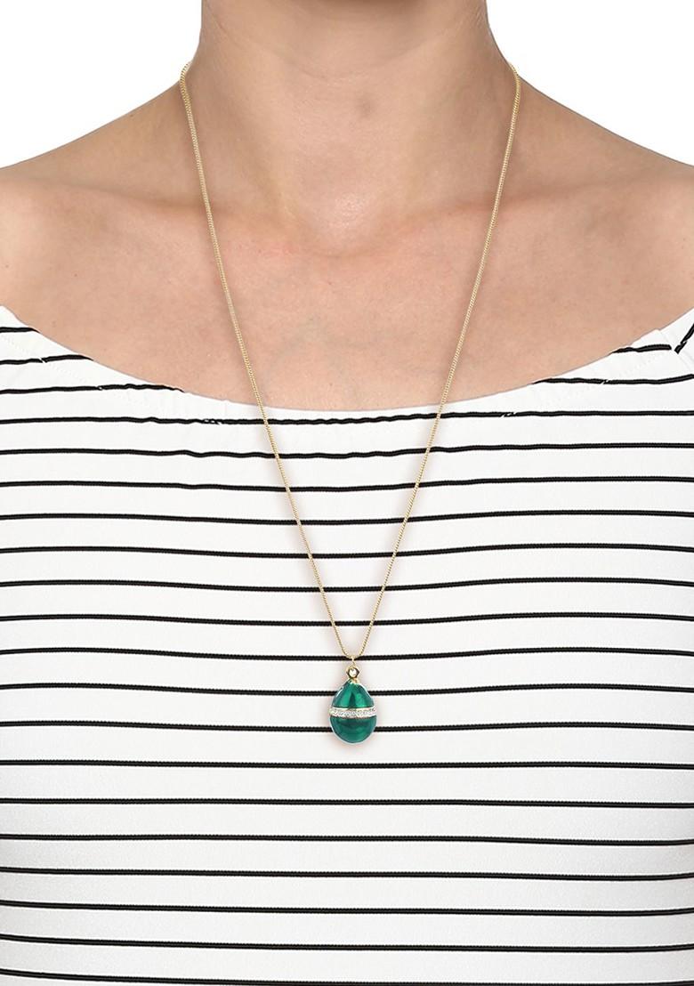 Gold Studded Gold Plated Chain And Pendant