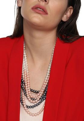 White Studded Gold Plated Chain And Pendant