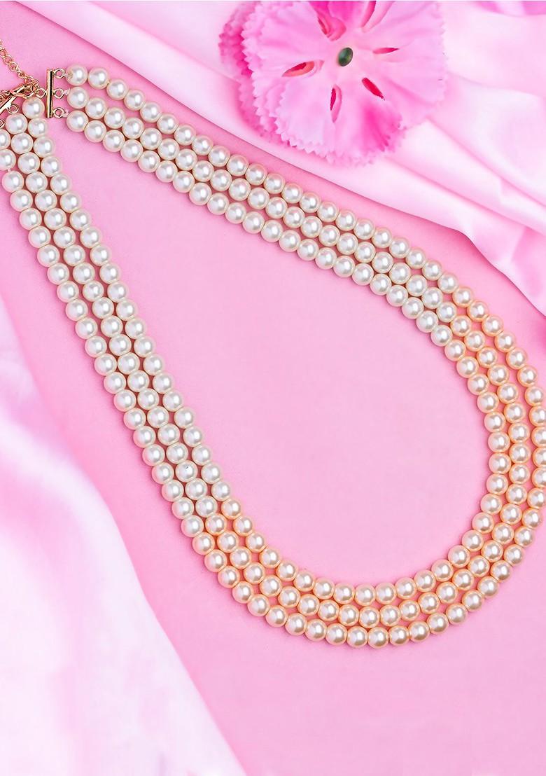 White Studded Gold Plated Chain And Pendant