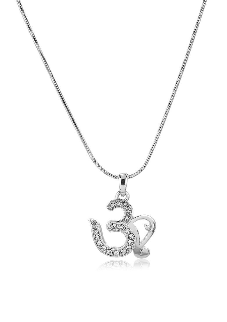 Silver Studded Jewellery Chain And Pendant