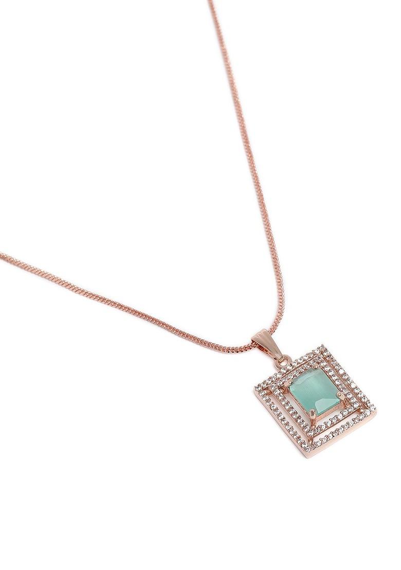 Sea Green Cz Gold Plated Pendant