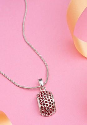 Silver Studded Rhodium Plated Pendant