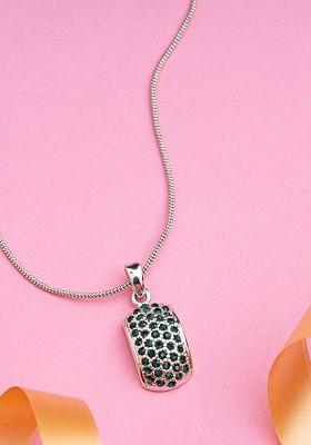 Silver Studded Rhodium Plated Pendant