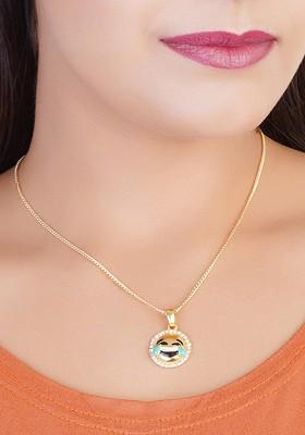 Gold Studded Gold Plated Pendant