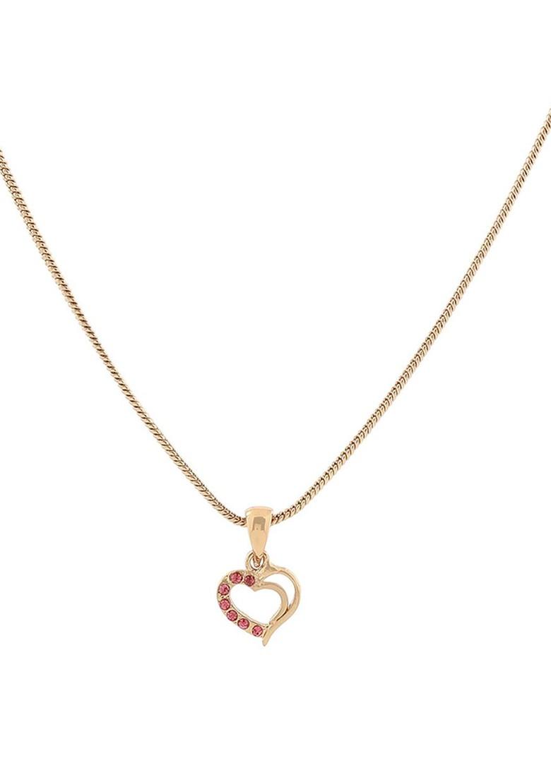 Pink Studded Gold Plated Pendant