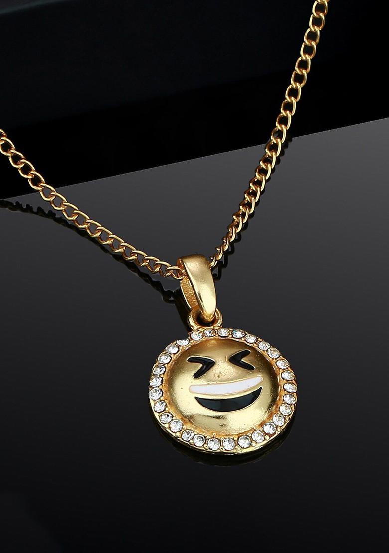 White Studded Gold Plated Pendant