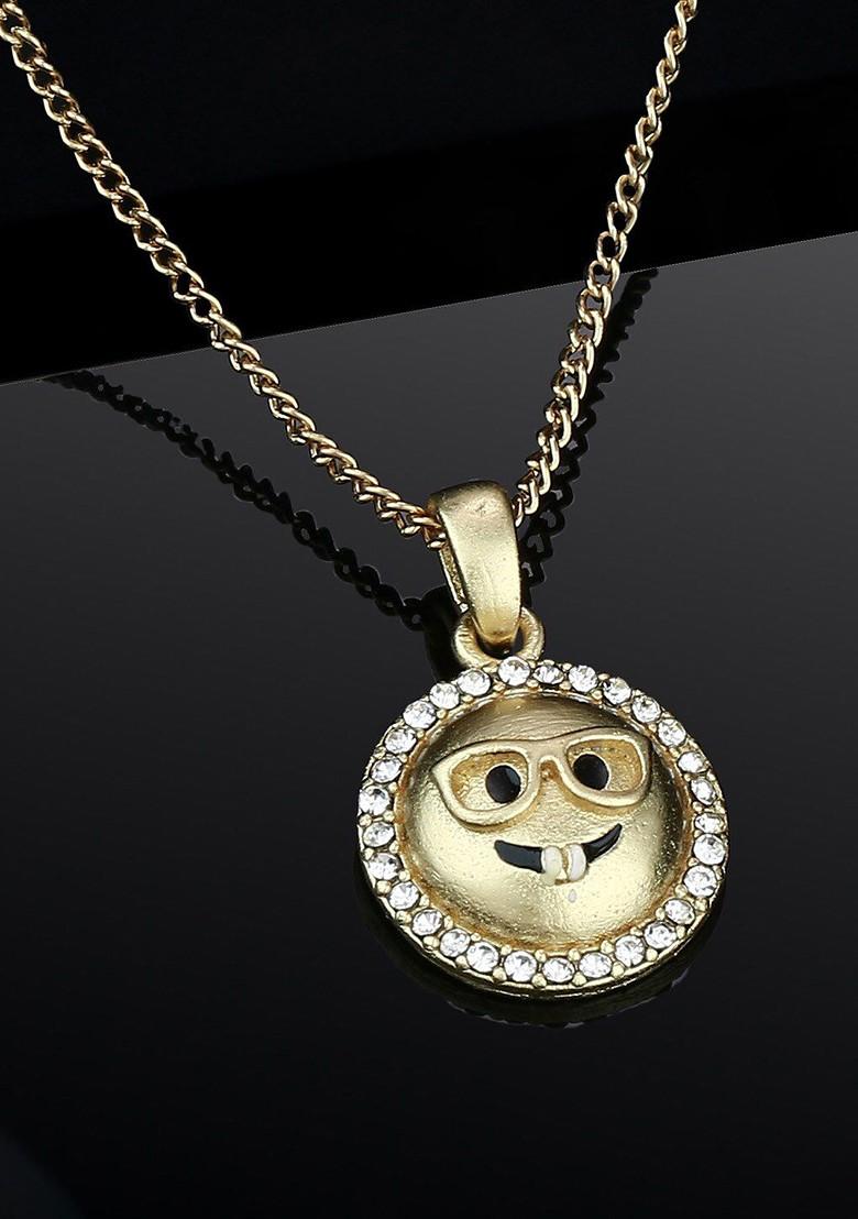 White Studded Gold Plated Pendant