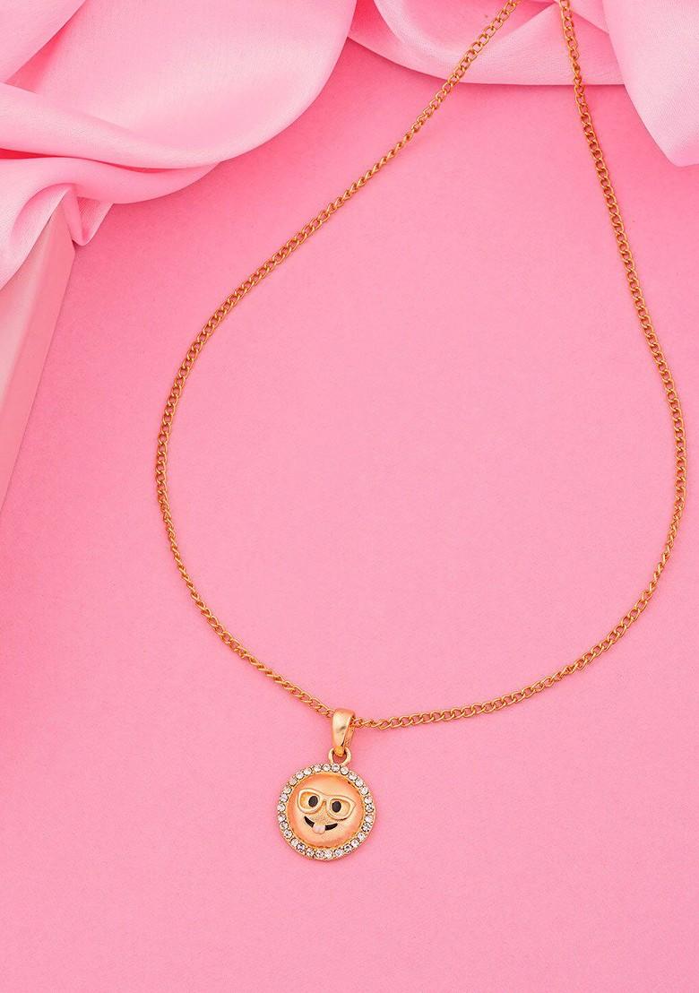 White Studded Gold Plated Pendant