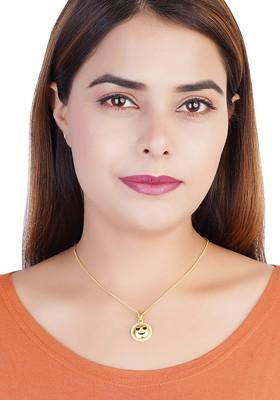 White Studded Gold Plated Pendant