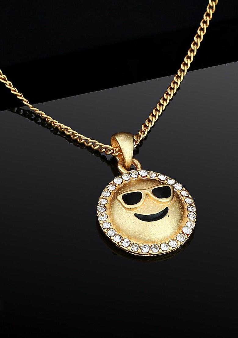 White Studded Gold Plated Pendant