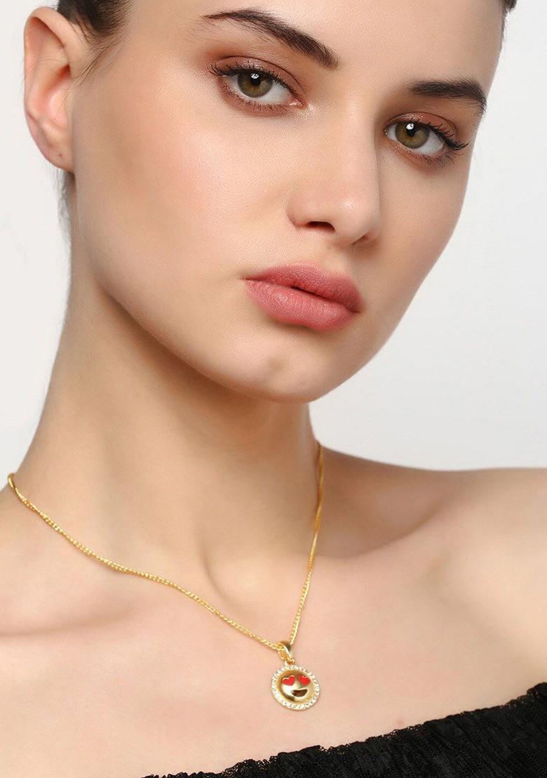 White Studded Gold Plated Pendant