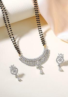 Gold Studded Rhodium Plated Mangalsutra