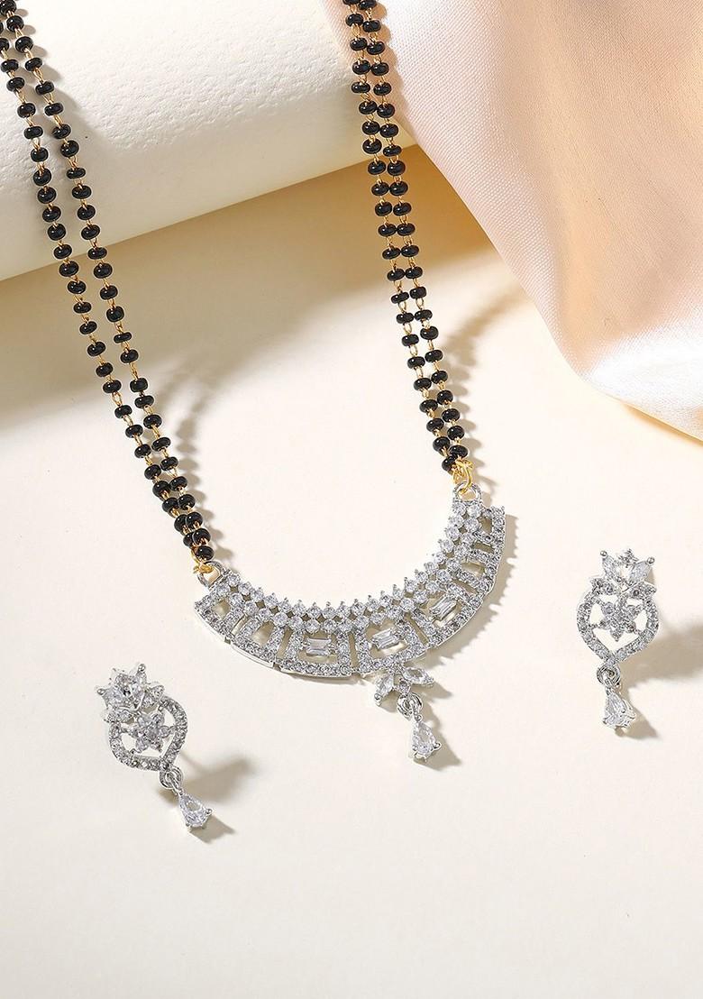 Gold Studded Rhodium Plated Mangalsutra