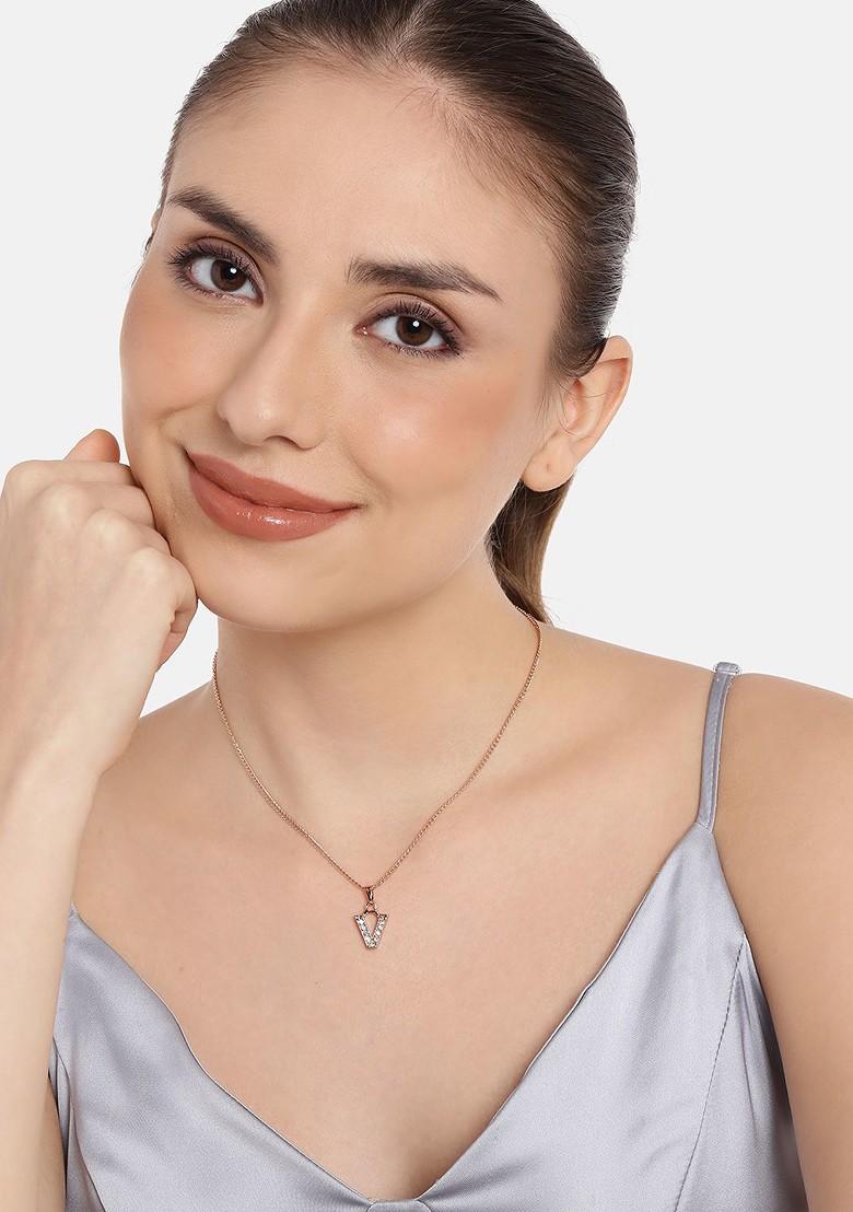 Rose Gold Studded Gold Plated Pendant