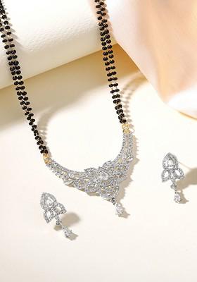 Gold Studded Rhodium Plated Mangalsutra