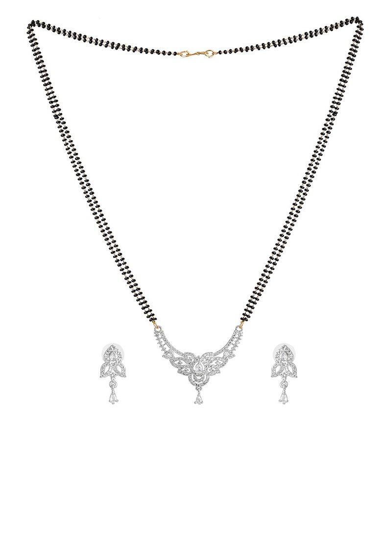 Gold Studded Rhodium Plated Mangalsutra