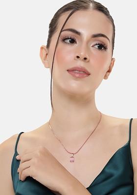 Pink Studded Gold Plated Pendant