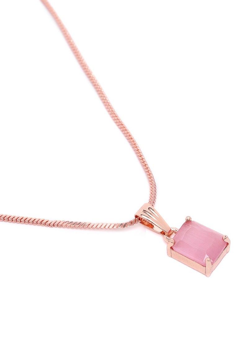 Pink Studded Gold Plated Pendant