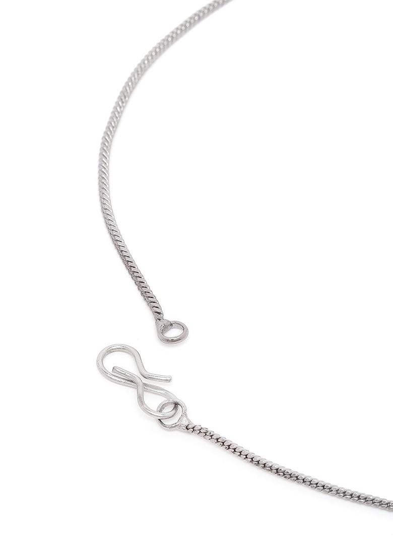 Green Studded Rhodium Plated Pendant