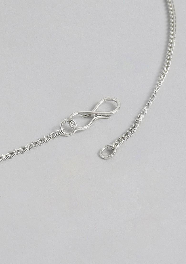 Silver Solid Rhodium Plated Chain And Pendant