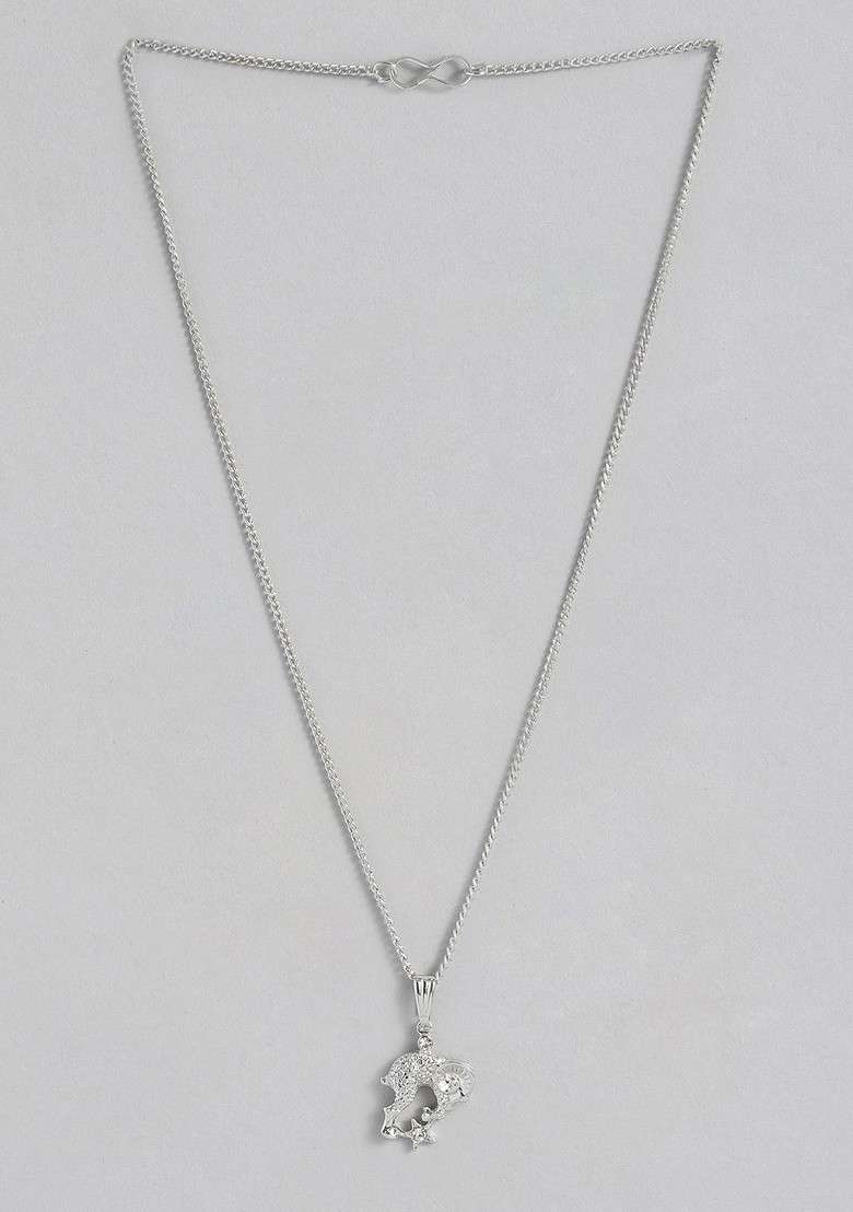 Silver Solid Rhodium Plated Chain And Pendant - Indya