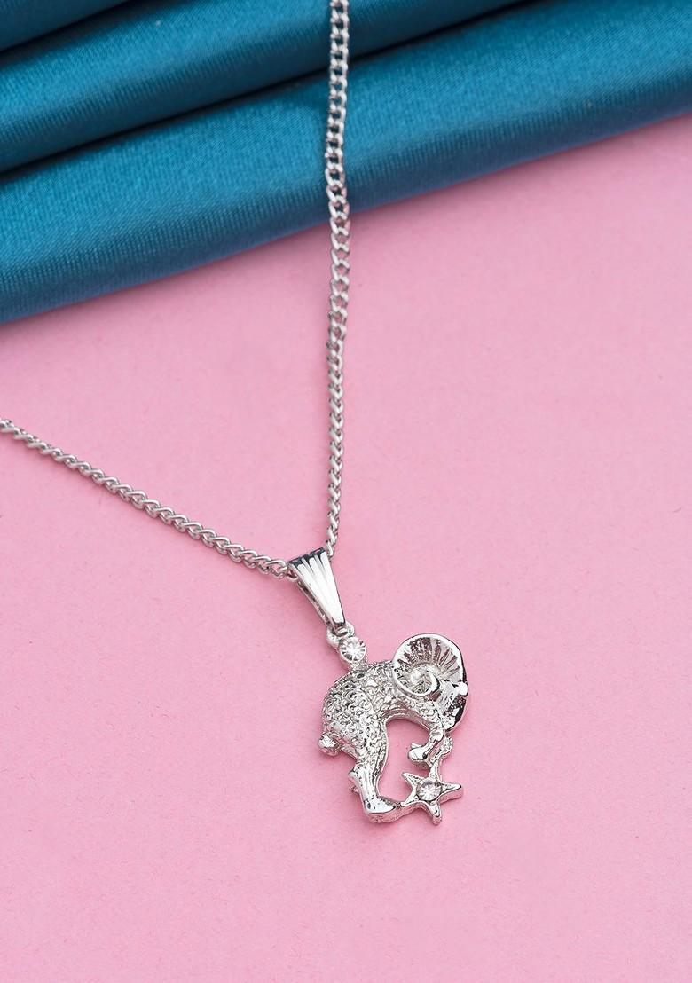 Silver Solid Rhodium Plated Chain And Pendant