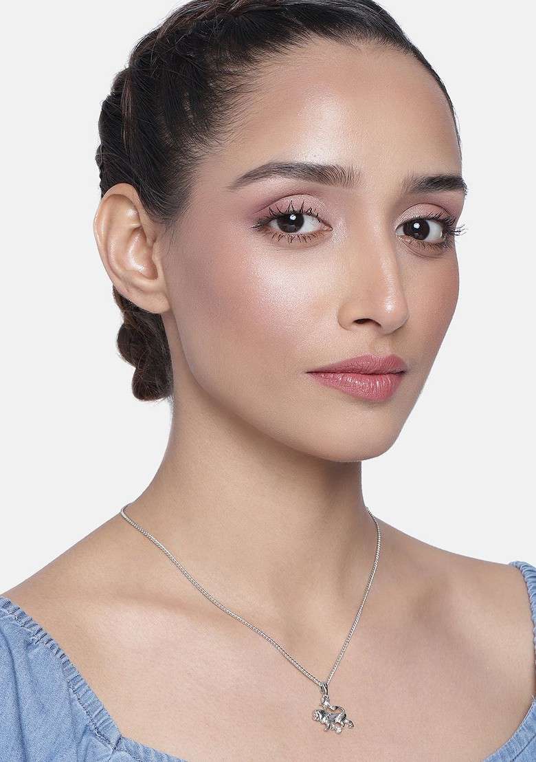 Silver Solid Jewellery Chain And Pendant - Indya