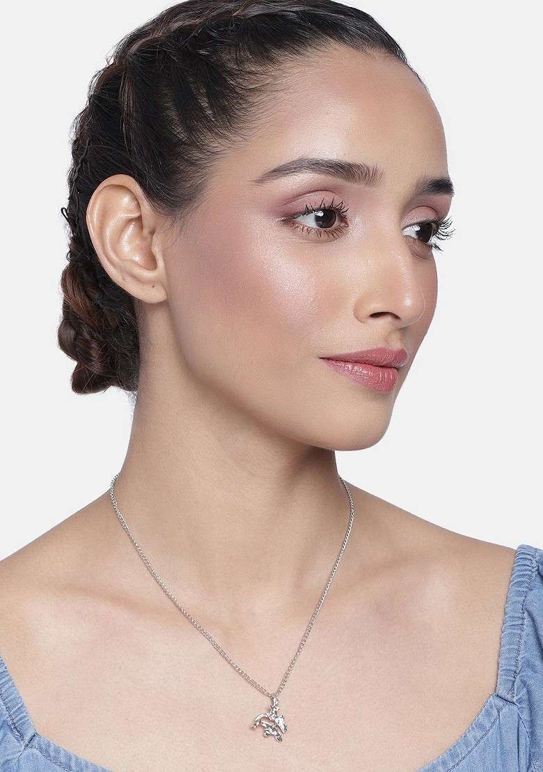 Silver Solid Jewellery Chain And Pendant - Indya