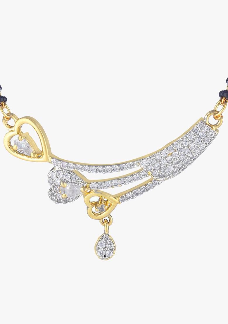 Gold Beaded Gold Plated Mangalsutra With Earrings